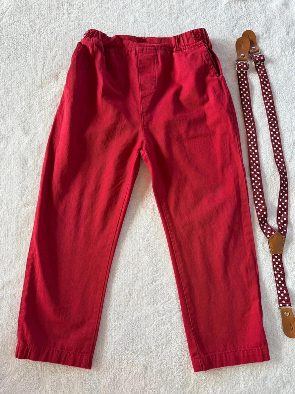 SHEIN Red Bow Tie and Heart-Pattern Suspenders Set for Kids Size 6Y